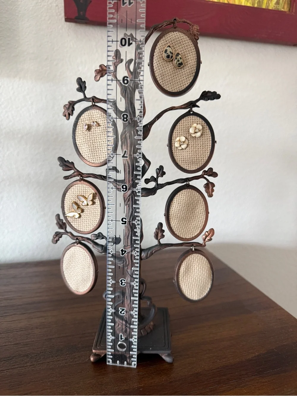 Source Unknown Bronze Tree Jewelry Earring Display Stand with Cream Pads
